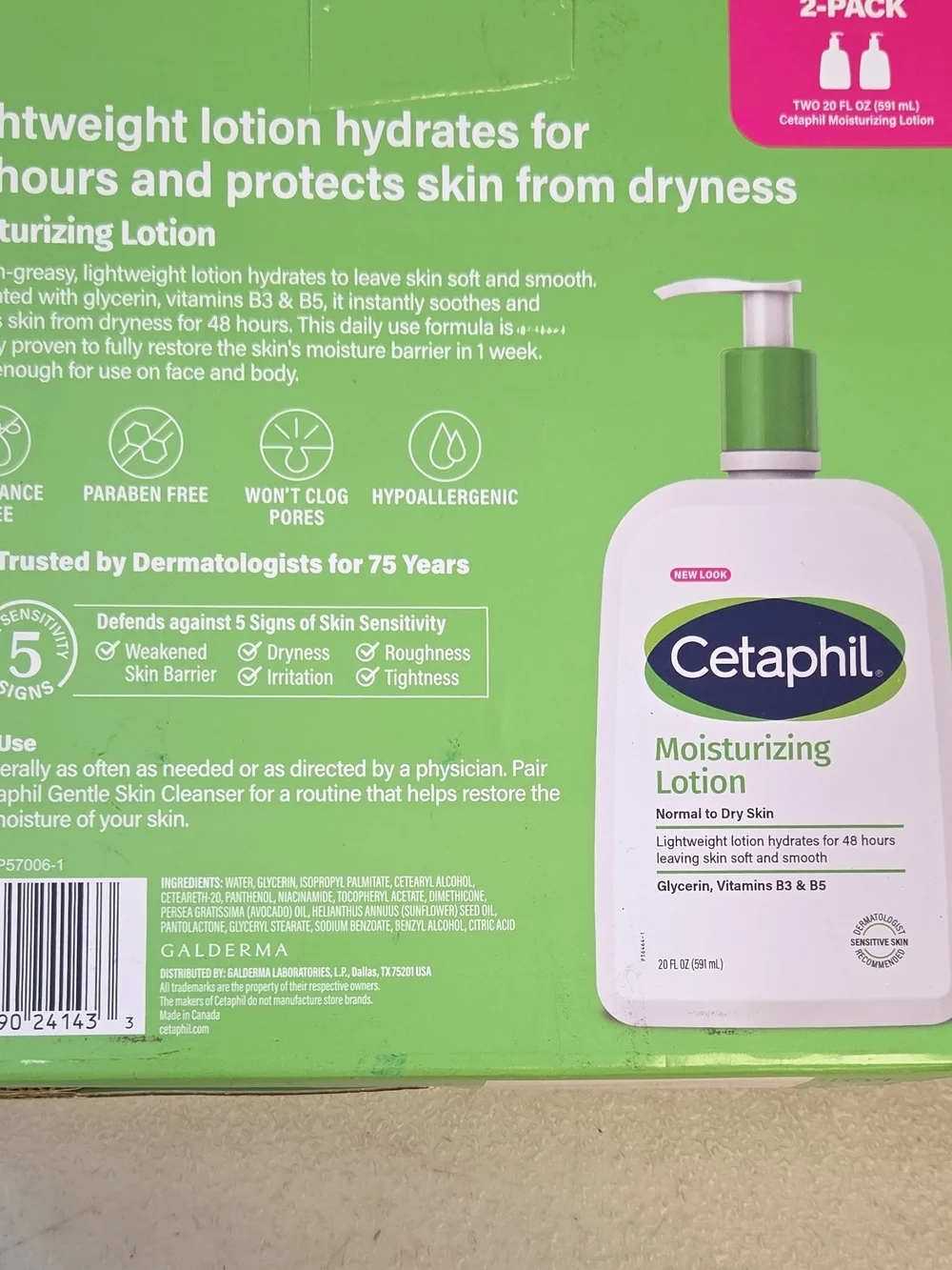 🔥2- 20oz.Cetaphil Moisturizing Lotion for Normal to Dry Skin
